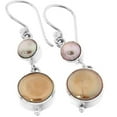 thumbnail image 2 of Bronze-tone Freshwater Coin Cultured Pearl 925 Sterling Silver Earrings, 1", 2 of 3
