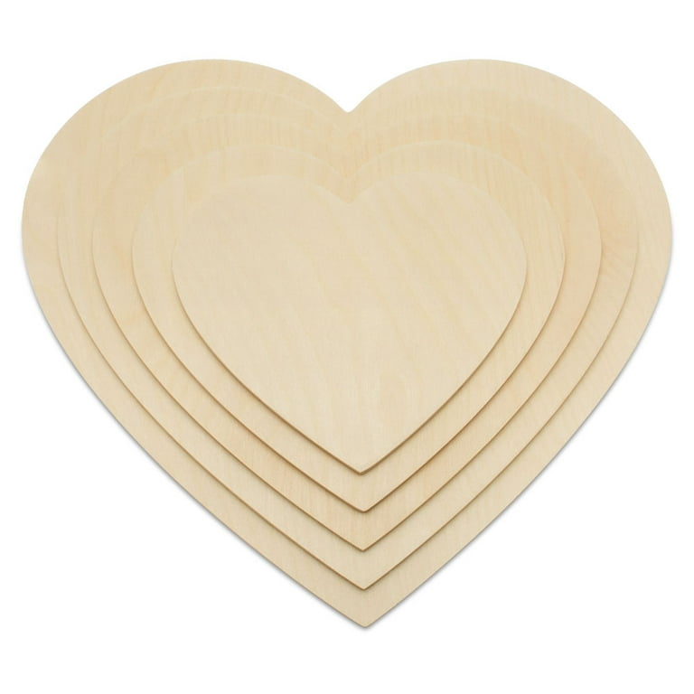 Woodpeckers Crafts, DIY Unfinished Wood 8 Heart with Keyhole Cutout, Pack  of 6