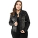 thumbnail image 3 of ChaqueDe MezclilDeshilachaCon Frente Lavado Clásico PaMujer De TalGrande Negro 4X, 3 of 6