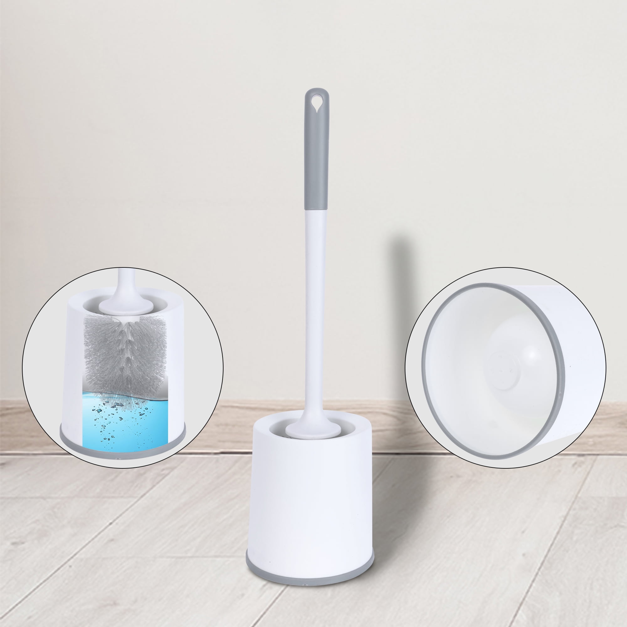 REGALWOVEN Toilet Brush and Holder Set, Suspendable Toilet Bowl Brush with Soft Bristle Head White 1 Pack
