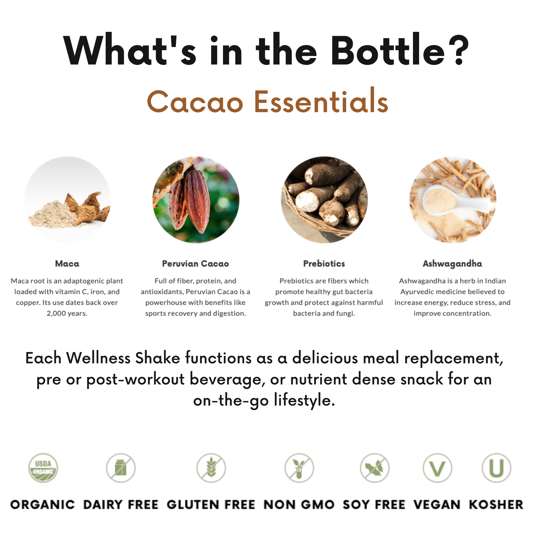 Remedy Organics Plant Based Cacao Essentials Nutritional Instant General Wellness Shake, 12 fl oz