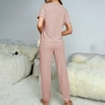 thumbnail image 7 of VISALY Womens Pajama Sets Matching Pajama Set Sleepwear Comfy Lounge Set Soft Short Sleeve Round Neck Top Loose Pajama Pants Long Jogger Bottom Pink S, 7 of 7