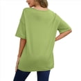 thumbnail image 3 of Camiseta Holgada de Algodón de Color Liso con Cuello Redondo y Aberturas Laterales, Talla XL, Verde, 3 of 6