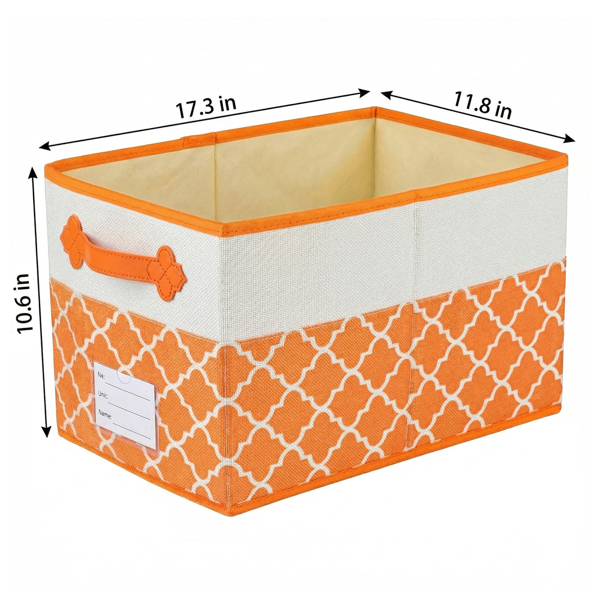 Unique Bargains Storage Basket with Handle for Organizing Objects Orange 17.3"x11.8"x10.6"