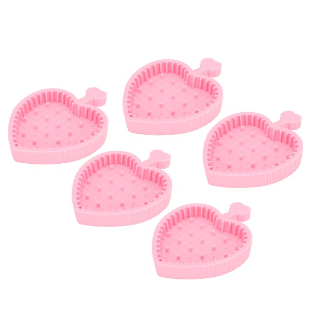 Almohadilla de silicona para limpieza de brochas de maquillaje, 5 piezas Tazón de limpieza de brochas de maquillaje de silicona Eliminación de residuos en forma de corazón portátil Esponja plegable Al