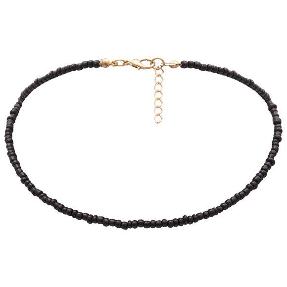 CIMAXIC 1 Pce Collier Perlé à Personnage Individuel à une Seule Couche Collier de Perles de Riz Couleur Simple (Noir),16.14"X0.2"X0.2"