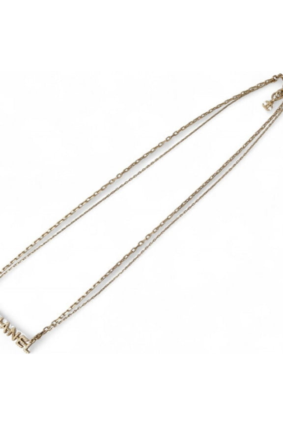 Pre-Owned Chanel Necklace Pendant CHNAEL Coco CC I Love Heart Double Choker Gold 17 (Good)