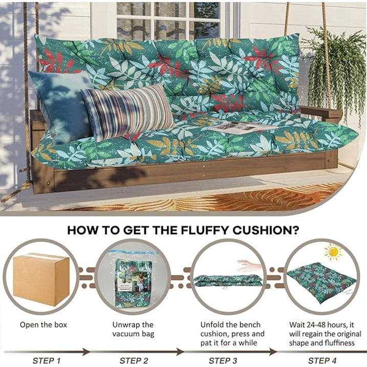 YLLN 40*40 Inch Porch Swing Cushions, Patio Furniture Cushions With 4" Thicken Backrest, Bench Cushions For Outdoor Furniture, Anti-Fading Waterproof Patio Cushions