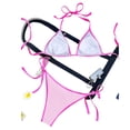 thumbnail image 5 of LEKWK Bikini Sets for Women High Cut Halter String Triangle Bathing Suits Color Block Tie Side Cheeky 2 Piece Swimsuits Summer Holiday Pool Party Resort Wear, 5 of 5