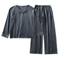 thumbnail image 4 of Women's 2-Piece Pajama Set, Button-Front Cardigan with Lapel Collar, Long-Sleeve Long-Pants Sleepwear, Soft Warm Loungewear, Cute Home Wear Outdoor Style Pajamas Grey XL, 4 of 4