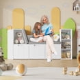 thumbnail image 2 of Homfa 4-in-1 Kids Toy Storage Cabinet, Bookshelf with 3 Drawers, Sturdy Toy Organizer with Reading Nook for Kids Room Playroom, White, 2 of 7