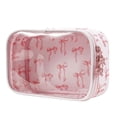 thumbnail image 1 of Bolsa de maquillaje RSRSLEII, bonita, transparente, con estampado de lazos, nailon, 20 x 13,5 x 6,5 cm, 1 of 8