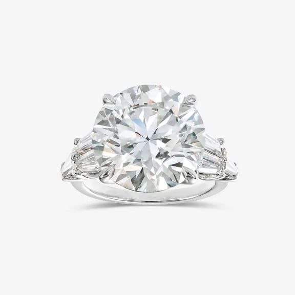 Zoya Jewel 2.4 Ct Round Cut Engagement Ring for Women – Moissanite Solitaire with Accents – 14K White Gold Plated Wedding Jewelry – Ideal for Everyday Elegance