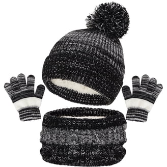 Kids Winter Hat Set - Black, White, Purple Amazon.com: Polar Wear Girl main image 3