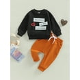 thumbnail image 2 of Toddler Baby Boy Girl Valentines Day Outfits Long Sleeve Heart Sweatshirts Tops Long Pants 2Pcs, 2 of 9