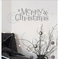 thumbnail image 3 of Merry Christmas Self Adhesive Decals Holiday Vinyl Lettering Wall Decal Sticker Snowflakes - Size: 12"H x 30"L - Color: Metallic Silver, 3 of 6