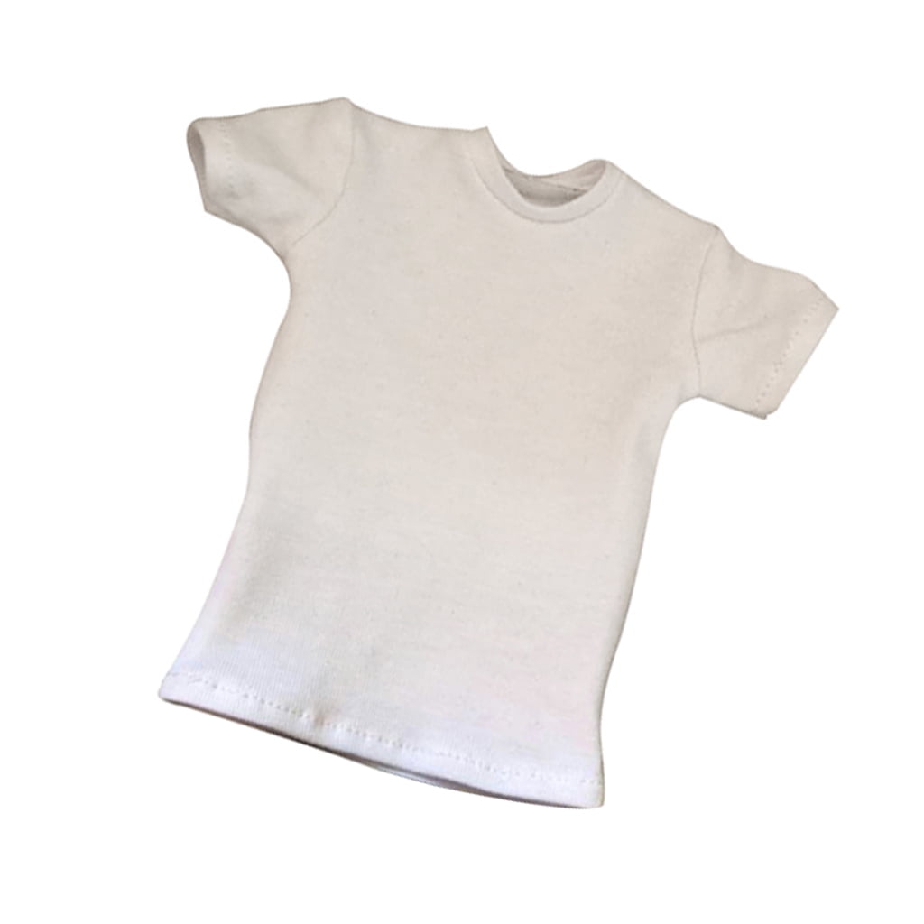 1/6 White Loose Round Neck Short T-Shirt Top for 12" Male Action Figure Clothing