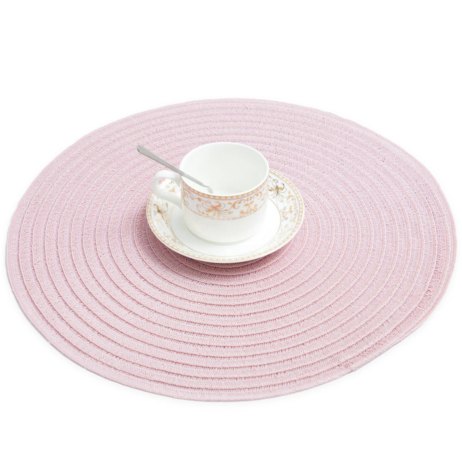 RAY STAR Vinyl Placemats Set of 4, 15in Round Vinyl Weave Placemats, Heat Resistant Wipable Place Mat