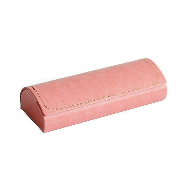 1PC Sunglasses Storage Case Simple Eyeglasses Box Durable Leather Protective Case for Male Female (Pink, The Lining Color Random)