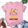 thumbnail image 5 of Mon Chat Est Mon Partenaire de Yoga T-Shirt Imprimé Femmes Hommes Été Décontracté Manches Courtes Col Rond Hauts Mode T-Shirts HM374-Rouge TTG, 5 of 5
