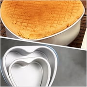 NUOLUX Heart Shape Cake Mold Removable Bottom Silver for Baking 2Pcs