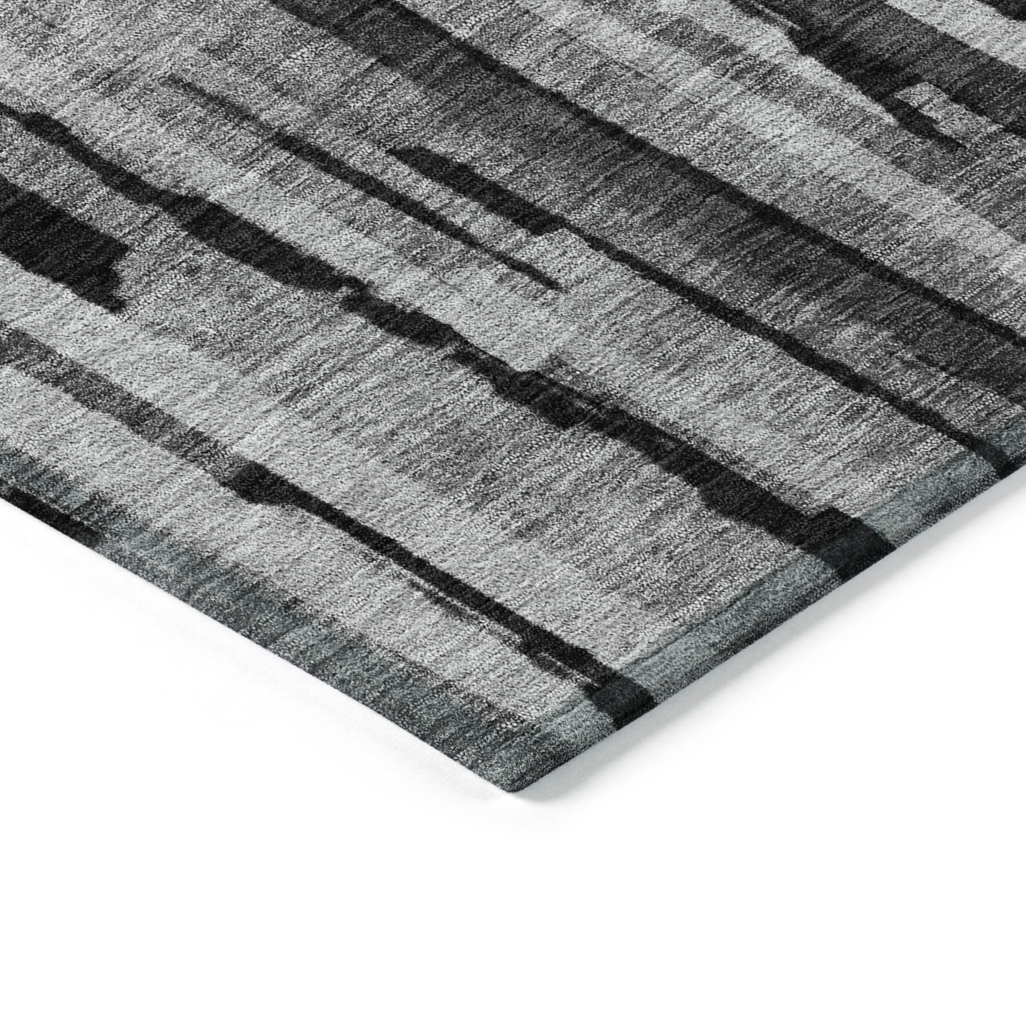 Addison Rugs Chantille Indoor/Outdoor Transitional Stripes Gray Washable Round Rug, 8' x 8'