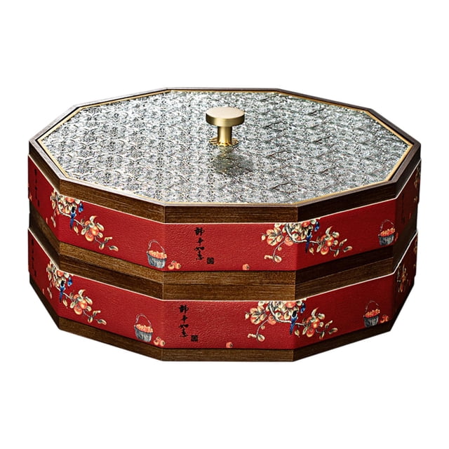 Caja de servir dividida con tapa, organizador de almacenamiento de alimentos para fiestas, con múltiples compartimentos 2 niveles rojo