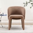 thumbnail image 3 of Modern Accent Chair Brown Single Sofa Chair,Upholstered Side Chair Teddy Comfy Chair for Dining room/Bedroom/Living Room/Reception-Brown-2PC, 3 of 10
