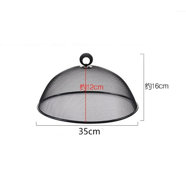Cubierta para alimentos, diseño de malla densa, giratorio de 180 grados, pantalla de hierro Simple para alimentos con asa para el hogar, comedor, blanco, redondo, mediano