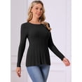 thumbnail image 2 of DARING DIVA Long Sleeve Crewneck Pleated Peplum Pullover Sweater S Black, 2 of 6