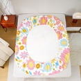 thumbnail image 5 of Feelyou Teens Flower Floral Queen Sheet Sets, Cute Groovy Blossoms Plant Flat Sheet, Kawaii Princess Style Queen Fitted Sheet, Breathable Home Decor, 4pcs, 5 of 7