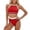 Red, variant on Bathing Suit for Women 2 Piece Tummy Control High Neck Racerback Top Triangle Colorblock Bikini Sets Sporty Swimsuits