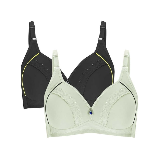 ameIAEA 2PC No Underwire Bra for Women Full Coverage Bra Push Up Adjustable Strap Breathable Bras