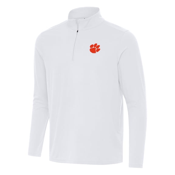Men's Antigua White Clemson Tigers Intent Quarter-Zip Top