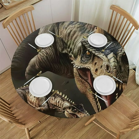 

Patifu Dinosaur Grass Biting Round Table Cover Stain Resistant Washable Indoor Outdoor Tablecloth Kitchen Dining Wedding Parties Table Cloth 100% Polyester Fiber 46-50