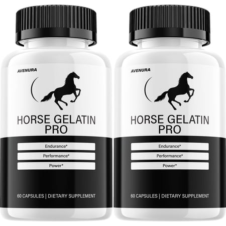 Horse Gelatin Capsules – HorseGelatin Advanced Formula Natural Supplement Pills for Active Lifestyle, 2 Pack (60 Capsules per Bottle, 120 in Total)