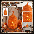 thumbnail image 5 of THOPBPRK Halloween Seagrass & Metal Pumpkin Basket - 12" Handcrafted Woven Jack O' Lantern with Witch Hat Lid, Spooky Halloween Woven Pumpkin Lamp for Home Decor, Fall & Festive Parties, 5 of 7