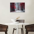 thumbnail image 2 of Red Leaves Winter Forest Canvas Wall Art, Snowy Red Tree Landscape Print, Moody Nature Artwork for Living Room Bedroom Office Decor, Ready to Hang, 2 of 6