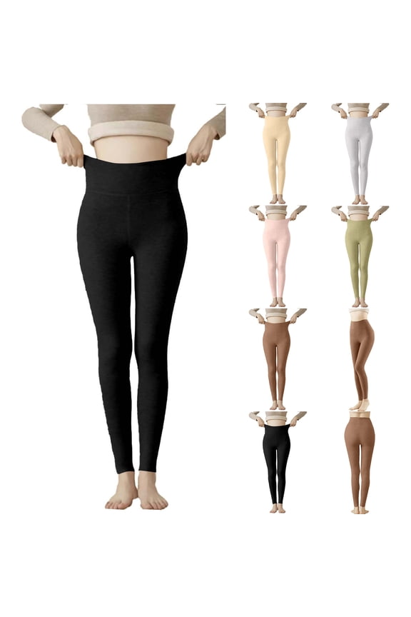 Women's Fleece Lined Leggings Thermal Warm Winter Yoga Workout Thick Pants Womens Leggings Thermal Fleece High Waisted Pull On Casual Trousers Soft Comfy