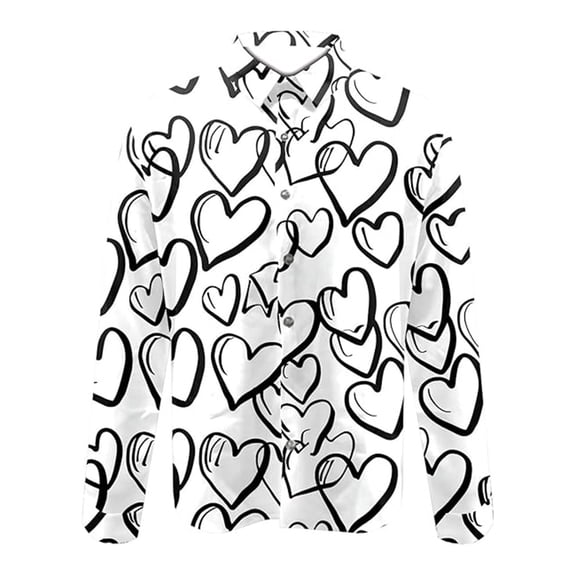 IWRICH Men's Button down Valentine's Day Shirt Fahsion Formal Casual Shirt Blouse Long Sleeve Slim Fit Business Shirts 14-White XL