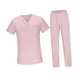 thumbnail image 3 of Conjunto de uniformes de enfermería, conjunto de uniformes de enfermería, mangas cortas, lavables con bolsillos, pantalón suave, ropa de trabajo Rosa claro, 3 of 8