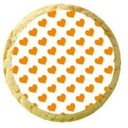 12 - 2 inch Orange and White Heart Edible Cupcake Image Toppers