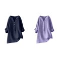 thumbnail image 1 of (2-Pack) Rinsvye Womens Solid Color Long Sleeve Mandarin Collar Blouse Women Clothing Timeless Design, 1 of 4