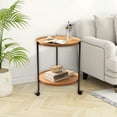 thumbnail image 5 of 2 Tier Side Table Folding Round End Table Small Nightstand With Two Removable Tray For Bedroom Living Room Bedside Small Spaces Tall Nightstand End Table, 5 of 6