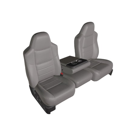 F58 2002-2010 Ford F250-F550 Super Duty Front 40/20/40 Split Bench Seat with Molded Headrests and Opening Center Console Two Tone in Black and Gray Twill