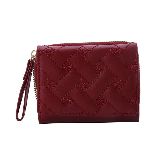 Cartera Bordada De PU Sonducket Para Mujer Monedero Con Ranura Para Múltiples Tarjetas Compacto Y Duradero Rojo