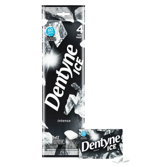 Dentyne Ice, Gomme sans sucre Intense - Paquet de 4 (48 Morceaux) 4 Paq (12 pcs ea), 48ct