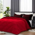 thumbnail image 3 of D.N.G. BEDDINGS 5 Piece Luxury Reversible Diamond Pattern Comforter Set Premium Super Soft, All Season 800 TC, 100% Egyptian Cotton Twin/Twin XL Size Wine/Red Solid Color, 3 of 7