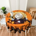 thumbnail image 3 of Halloween Table Cloth Pumpkin Castle Ghost Round Tablecloth 60 inch Orange Black Vintage Washable Table Cover for Holiday Kitchen Dinning Picnic Party Outdoor Indoor Decoration, 3 of 6