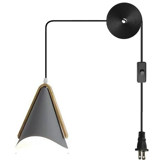 JLOWCO Farmhouse Corded Hanging Light Fixture Plug in Light Socket Modern Pendant Lights Kitchen Island Lighting Island Hanging Pendant Light Gray (LED Bulb Include)